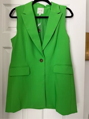Love Tree Bright Green Sleeveless Blazer Vest